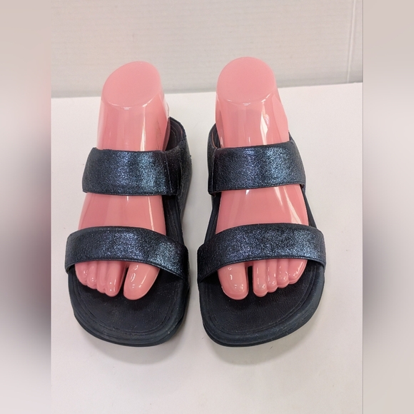 Fitflop Women's 6 Navy Blue Glitter Slides Sandals - Picture 1 of 7